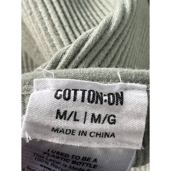 Cotton On Crop Tank Top Size Medium Large Ribbed Sage Green Eco Friendly Stretch - Picture 3 of 7